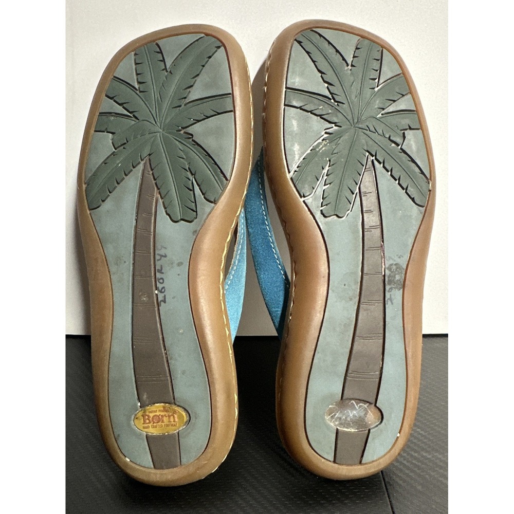 Born Bora Original Palm Tree Turquoise Thong Flip-Flops Women's Sz 9/40.5 EUC - Picture 6 of 6